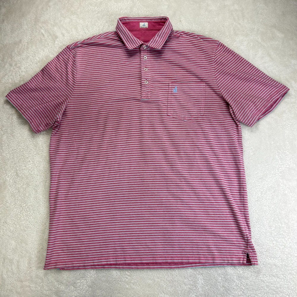 Johnnie-O Hangin' Out Polo Shirt Mens Rio Red Short Sleeve Striped Golf "Read"